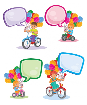 Set icons small children on bicycles Set icons small children on bicycles