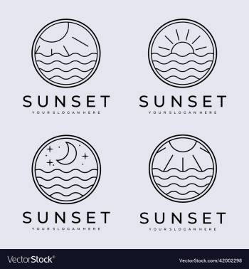 set line art sunset logo bundle set line art sunset logo bundle
