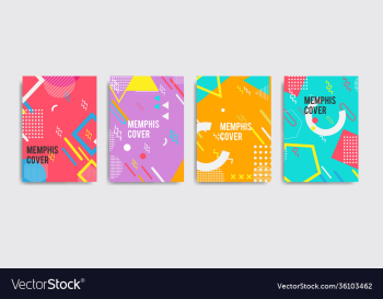 set neo memphis style covers abstract shapes