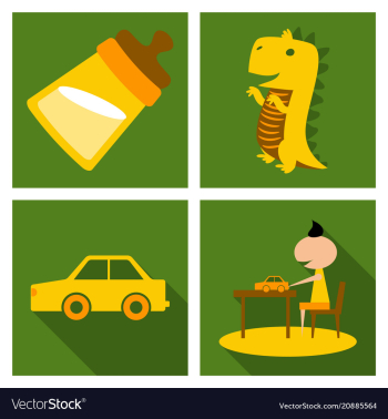 Set o kinds icons of toys baby bottle little vector image Set o kinds icons of toys baby bottle little vector image
