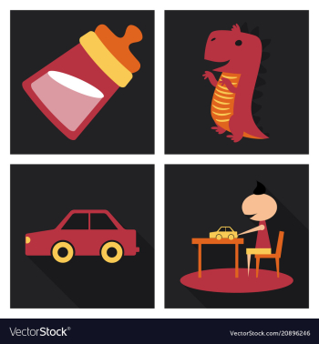 Set o kinds icons of toys baby bottle little vector image Set o kinds icons of toys baby bottle little vector image