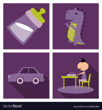 Set o kinds icons of toys baby bottle little vector image Set o kinds icons of toys baby bottle little vector image