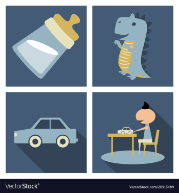 Set o kinds icons of toys baby bottle little vector image Set o kinds icons of toys baby bottle little vector image