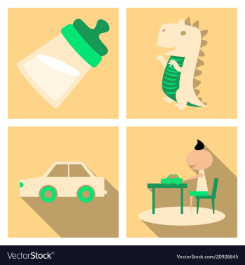 Set o kinds icons of toys baby bottle little vector image Set o kinds icons of toys baby bottle little vector image
