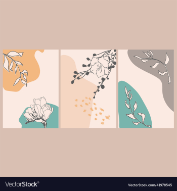 set of abstract floral cards collection