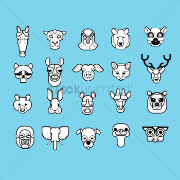 Set of animal mounted heads Set of animal mounted heads