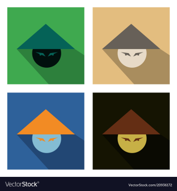 Set of asian or chinese conical straw hat vector image Set of asian or chinese conical straw hat vector image