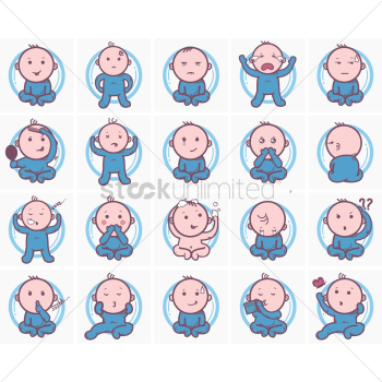 Set of baby facial expressions