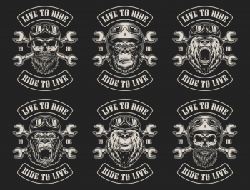 Set of biker emblems Free Vector Set of biker emblems Free Vector