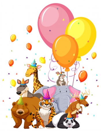 Set of birthday animals Free Vector Set of birthday animals Free Vector