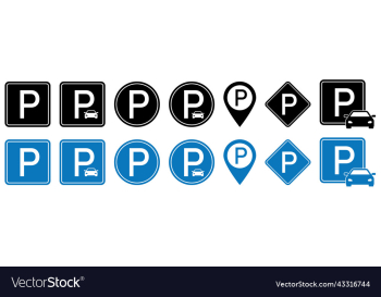 set of blue and black parking signs set of blue and black parking signs