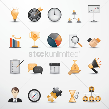 Set of business strategy icons Set of business strategy icons