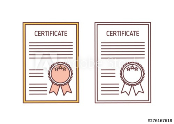 Set of certificates with seal and ribbon isolated on white background Set of certificates with seal and ribbon isolated on white background