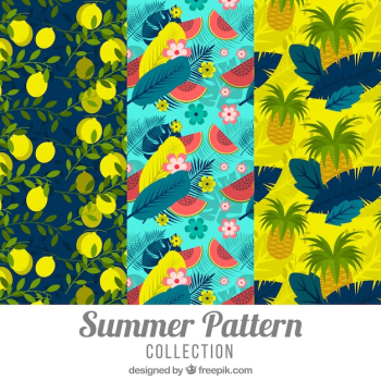Set of cheerful summer patterns Set of cheerful summer patterns
