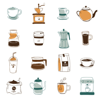 Set of coffee shop icons vector Set of coffee shop icons vector