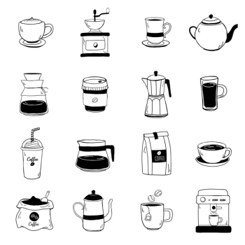 Set of coffee shop icons vector Set of coffee shop icons vector