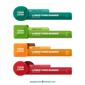 Set of colored lower thirds in flat design Set of colored lower thirds in flat design
