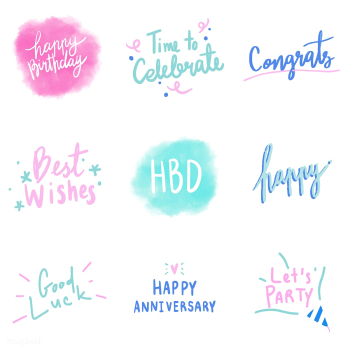 Set of colorful celebratory typography vector.. | Free stock vector - 472619 Set of colorful celebratory typography vector.. | Free stock vector - 472619