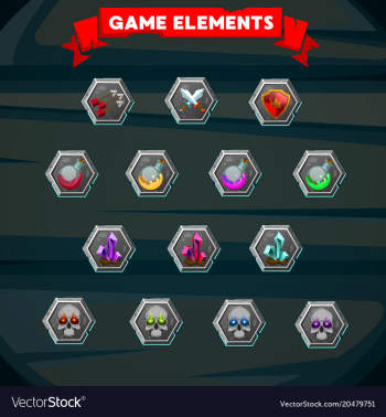 set of colorful game designing element