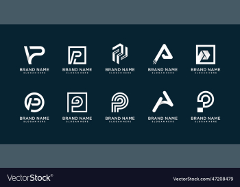 set of creative logo collection with initial p