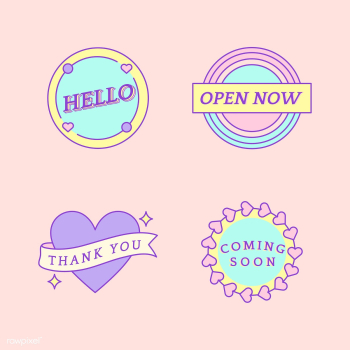 Set of cute messages on badges vector | Free stock vector - 512793