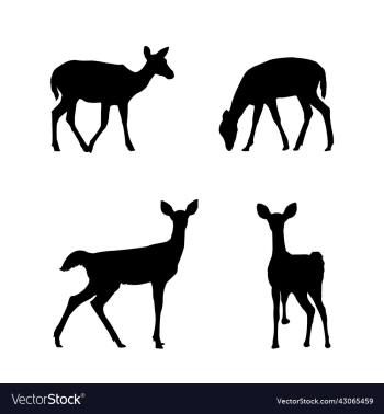 set of deer silhouettes in different poses set of deer silhouettes in different poses