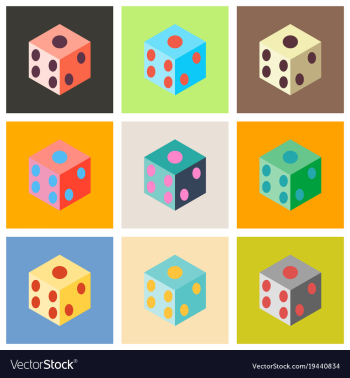 Set of dice flat design isolated dice casino vector image Set of dice flat design isolated dice casino vector image