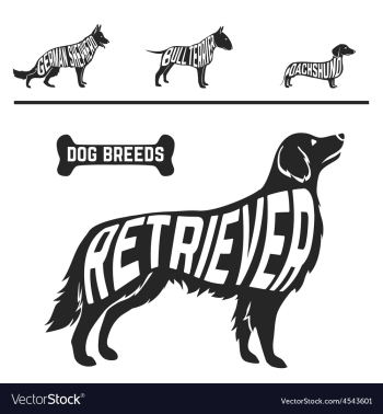  					Set of different dog breeds silhouettes isolated vector image														