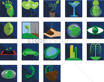 Set of eco green related objects Set of eco green related objects