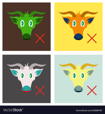 Set of flat goat head livestock animal grazing vector image Set of flat goat head livestock animal grazing vector image