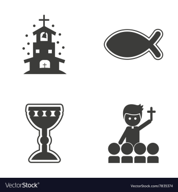 Set of flat icon in black and white style religion vector image Set of flat icon in black and white style religion vector image