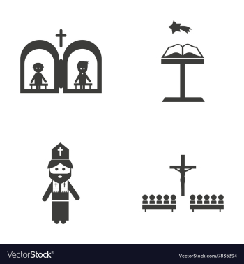 Set of flat icon in black and white style religion vector image Set of flat icon in black and white style religion vector image