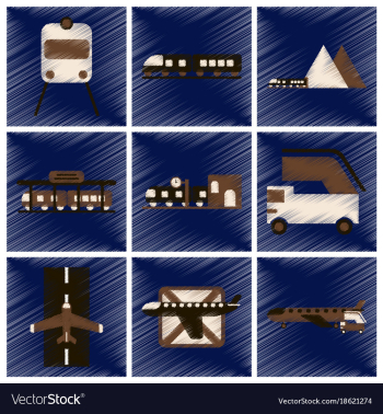 Set of flat icons in shading style logistics vector image