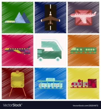 Set of flat icons in shading style logistics vector image