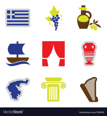 Set of flat web icons on white background Greece vector image Set of flat web icons on white background Greece vector image