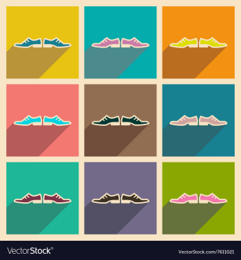 Set of flat web icons with long shadow male shoes vector image Set of flat web icons with long shadow male shoes vector image