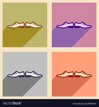 Set of flat web icons with long shadow male shoes vector image Set of flat web icons with long shadow male shoes vector image
