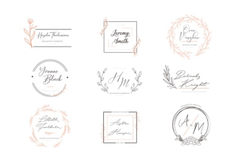 Set of floral elegant logos Free Vector Set of floral elegant logos Free Vector