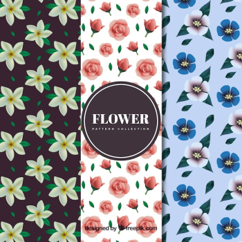 Set of flower patterns in realistic style Set of flower patterns in realistic style