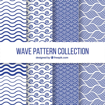 Set of four wave patterns in flat design