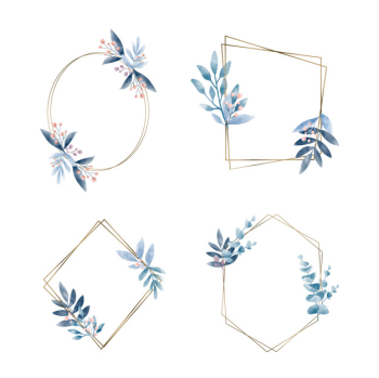 Set of geometric frame with leaves vector Set of geometric frame with leaves vector