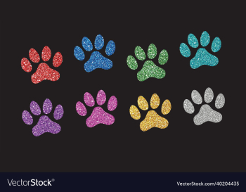 set of glitter dog paw
