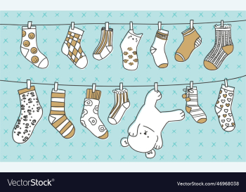 set of hand drawn socks hang on laundry string set of hand drawn socks hang on laundry string