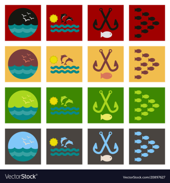 Set of icons sea vector image Set of icons sea vector image