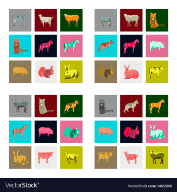 Set of in flat style animals vector image Set of in flat style animals vector image