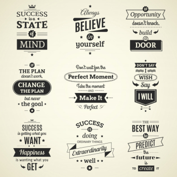 Set of inspiring success quotes typographic posters with creative life motivation