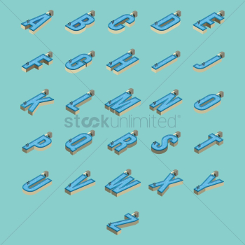 Set of isometric swimming pool design of alphabets Set of isometric swimming pool design of alphabets