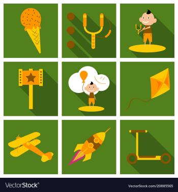 Set of kids toy childhood with icons toys vector image Set of kids toy childhood with icons toys vector image