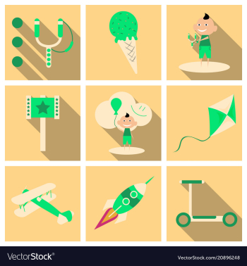 Set of kids toy childhood with icons toys vector image Set of kids toy childhood with icons toys vector image