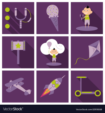 Set of kids toy childhood with icons toys vector image Set of kids toy childhood with icons toys vector image